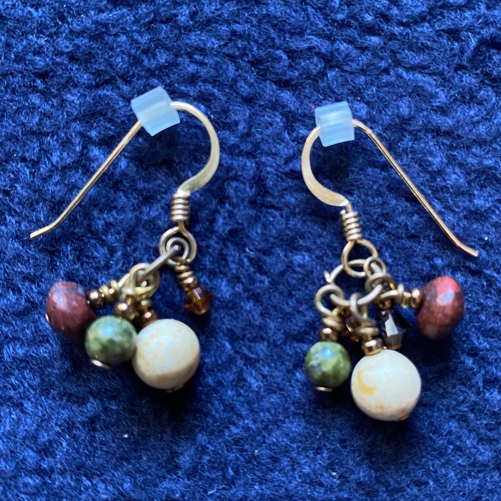 Bronze Bead Dangle Earrings